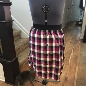 Lucie Lu Plus Size Skirt, Plaid Maroon White Black